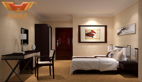 贵州贵阳国际人才公寓酒店标准大床房3D室内家具摆放图
