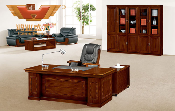 豪华办公室老板台 贴实木皮办公桌HY-D6718