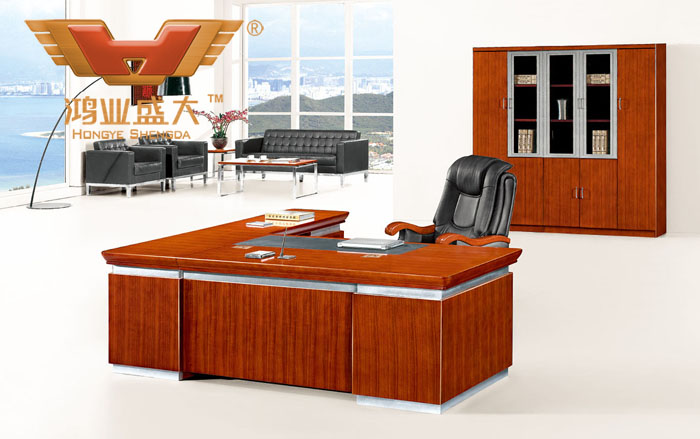 豪华油漆实木老板台 环保实木办公桌HY-D5324