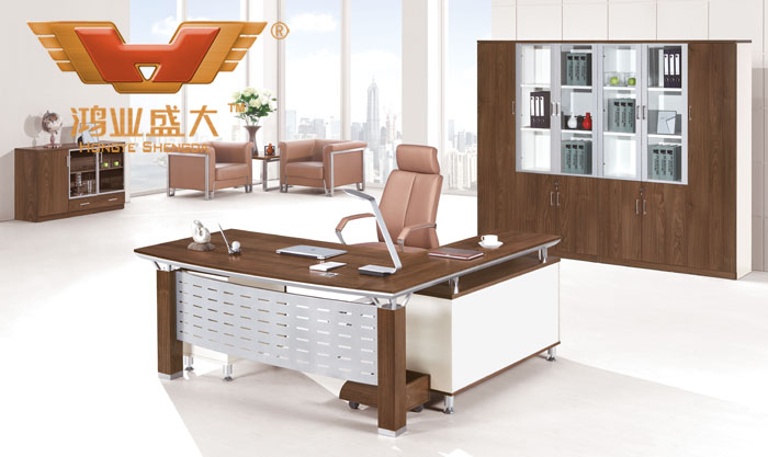 新款榆木板式办公桌 品牌大班台HY-BS1804